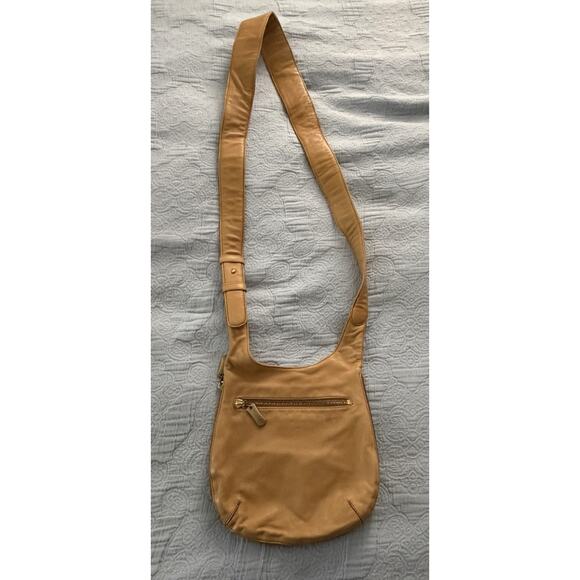 Vintage Donna Karan Purse Handbag Leather Butterscotch Tan Zipper Slim 90s Y2K - Picture 2 of 8